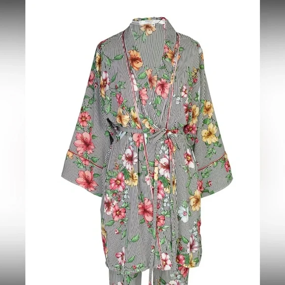 JENNAFER GRACE WOMENS Floral Kimono Robe MEDIUM - Picture 2 of 12